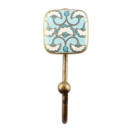 Turquoise Sea Shell Square Ceramic Wall Hook